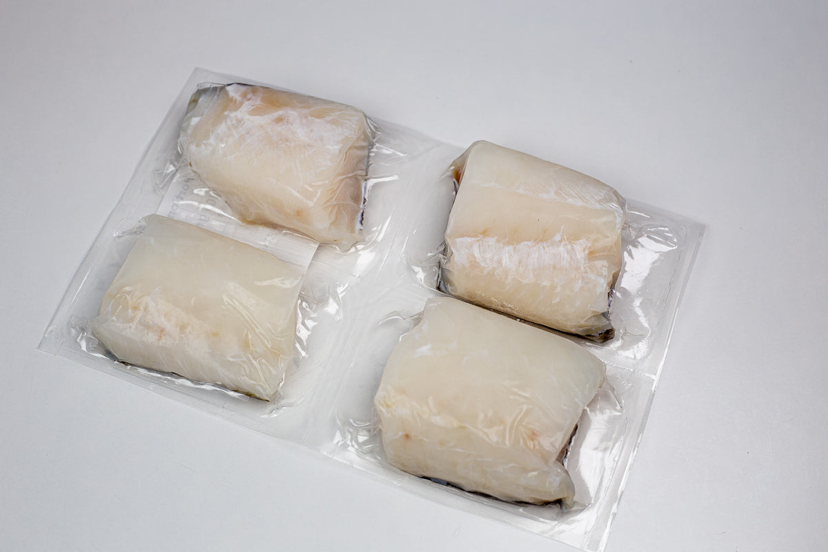 Portions de morue légèrement salée (bacalao), surgelées
